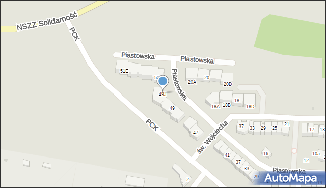 Pruszcz Gdański, Piastowska, 49J, mapa Pruszcz Gdański