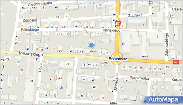 Przasnysz, Piłsudskiego Józefa, marsz., 20, mapa Przasnysz