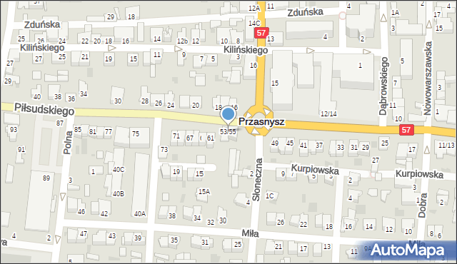 Przasnysz, Piłsudskiego Józefa, marsz., 53/55, mapa Przasnysz