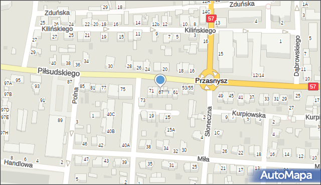 Przasnysz, Piłsudskiego Józefa, marsz., 67, mapa Przasnysz