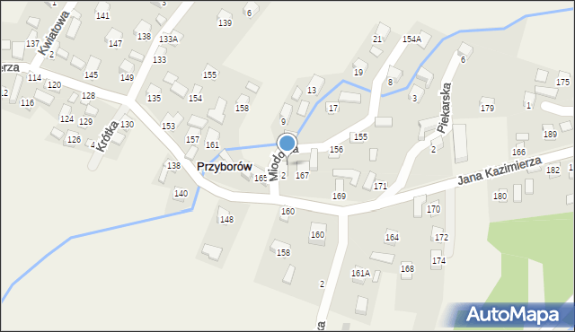 Przyborów, Piekarska, 164, mapa Przyborów