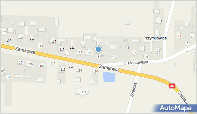 Przymiłowice, Piastowska, 1, mapa Przymiłowice