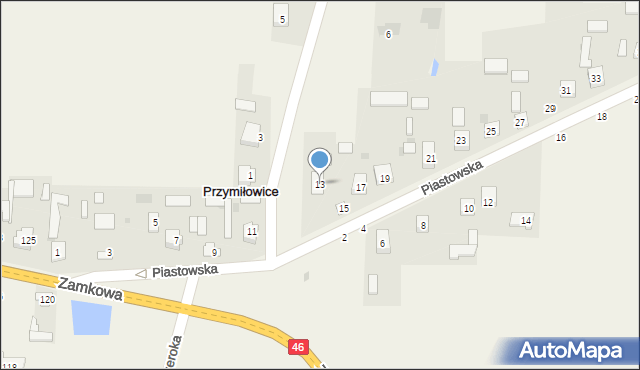 Przymiłowice, Piastowska, 13, mapa Przymiłowice