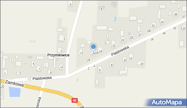 Przymiłowice, Piastowska, 17, mapa Przymiłowice