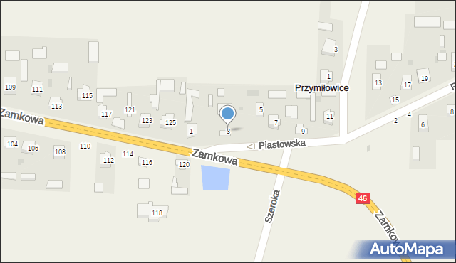 Przymiłowice, Piastowska, 3, mapa Przymiłowice