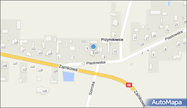 Przymiłowice, Piastowska, 7, mapa Przymiłowice