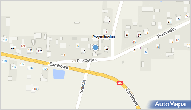 Przymiłowice, Piastowska, 9, mapa Przymiłowice