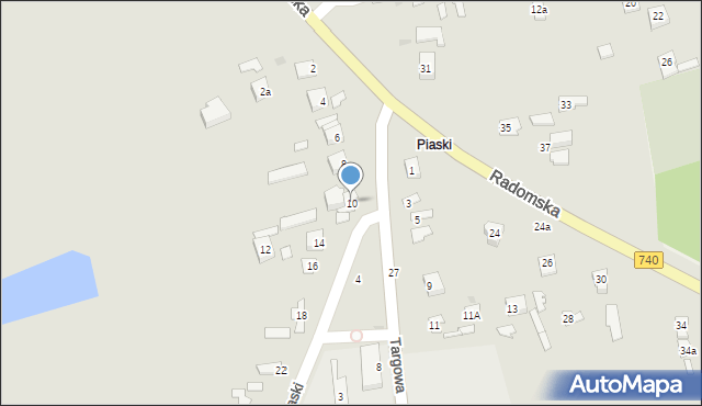 Przytyk, Piaski, 10, mapa Przytyk