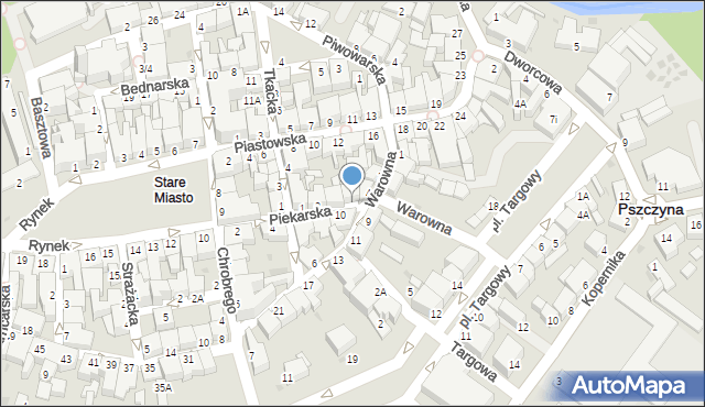 Pszczyna, Piekarska, 7, mapa Pszczyny