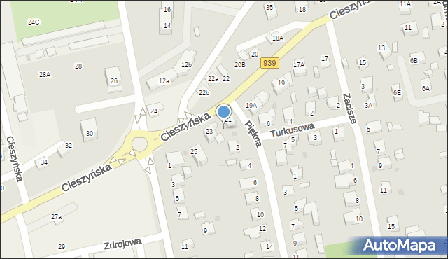 Pszczyna, Piękna, 2a, mapa Pszczyny