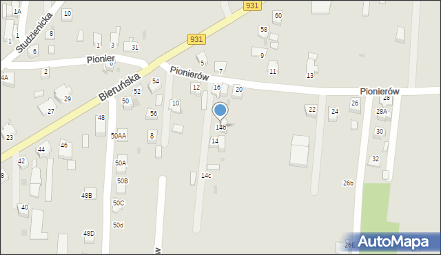 Pszczyna, Pionierów, 14b, mapa Pszczyny