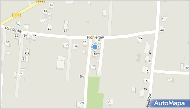 Pszczyna, Pionierów, 30, mapa Pszczyny