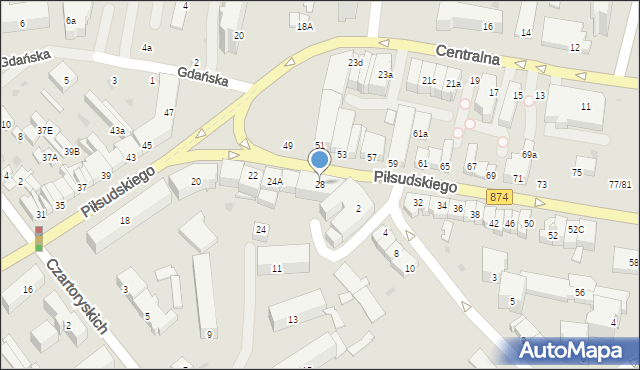 Puławy, Piłsudskiego Józefa, marsz., 28, mapa Puław