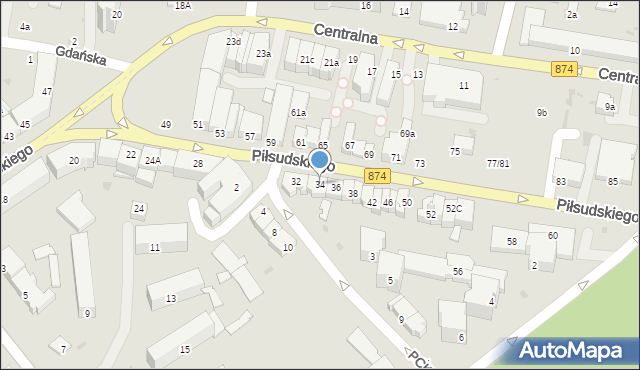 Puławy, Piłsudskiego Józefa, marsz., 34, mapa Puław