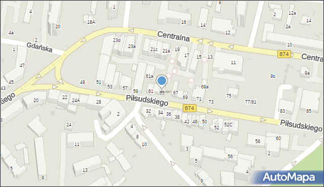Puławy, Piłsudskiego Józefa, marsz., 65, mapa Puław