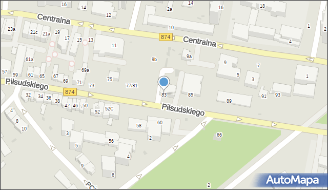 Puławy, Piłsudskiego Józefa, marsz., 83, mapa Puław