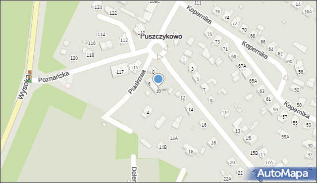 Puszczykowo, Piaskowa, 10, mapa Puszczykowo