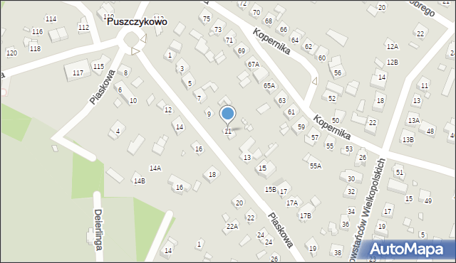 Puszczykowo, Piaskowa, 11, mapa Puszczykowo