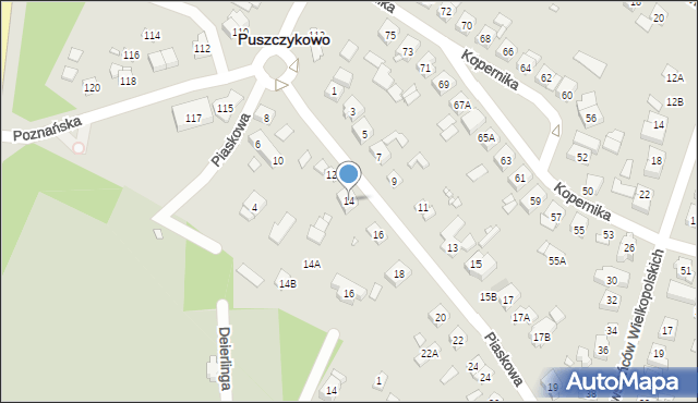 Puszczykowo, Piaskowa, 14, mapa Puszczykowo