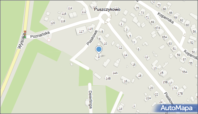 Puszczykowo, Piaskowa, 4, mapa Puszczykowo