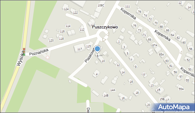Puszczykowo, Piaskowa, 6, mapa Puszczykowo