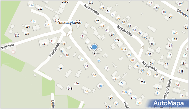 Puszczykowo, Piaskowa, 7, mapa Puszczykowo