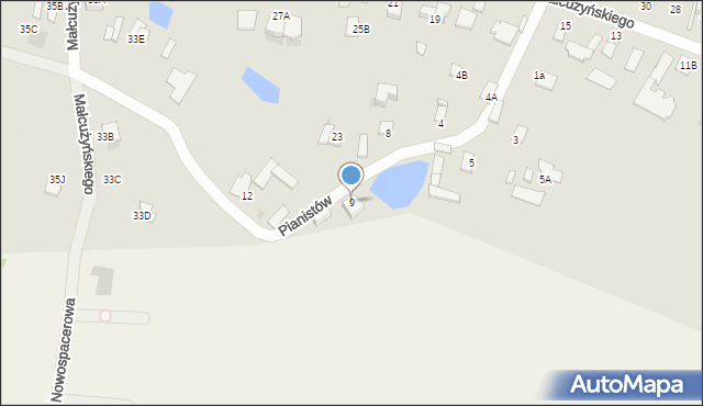 Radom, Pianistów, 9, mapa Radomia