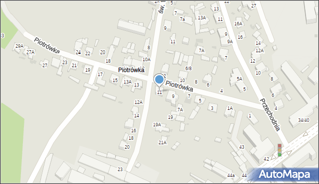 Radom, Piotrówka, 11, mapa Radomia