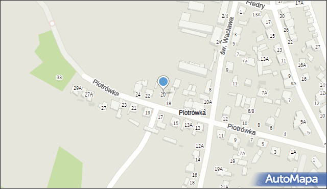 Radom, Piotrówka, 20, mapa Radomia