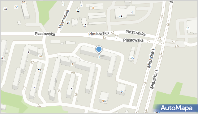 Radom, Piastowska, 1, mapa Radomia