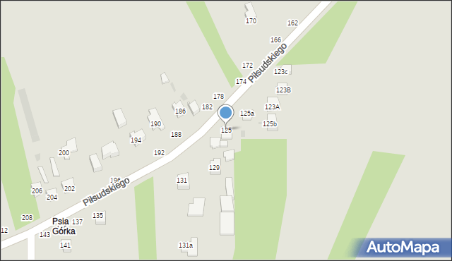Radomsko, Piłsudskiego Józefa, marsz., 125, mapa Radomsko