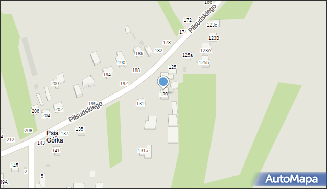 Radomsko, Piłsudskiego Józefa, marsz., 129, mapa Radomsko