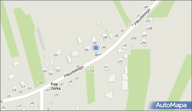 Radomsko, Piłsudskiego Józefa, marsz., 192, mapa Radomsko