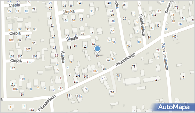 Radomsko, Piłsudskiego Józefa, marsz., 96, mapa Radomsko