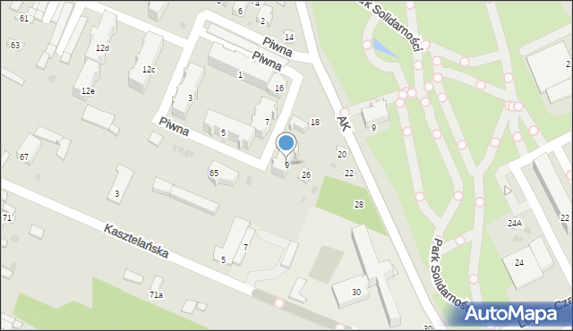 Radomsko, Piwna, 9, mapa Radomsko