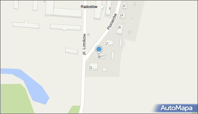 Radostów, Pionierów, 19, mapa Radostów