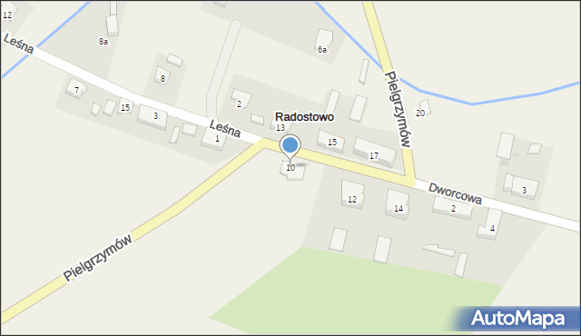 Radostowo, Pielgrzymów, 10, mapa Radostowo