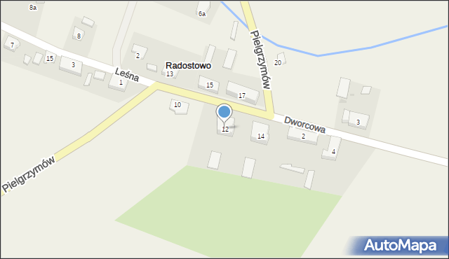 Radostowo, Pielgrzymów, 12, mapa Radostowo