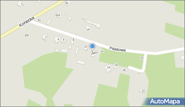 Radoszyce, Piaskowa, 10A, mapa Radoszyce