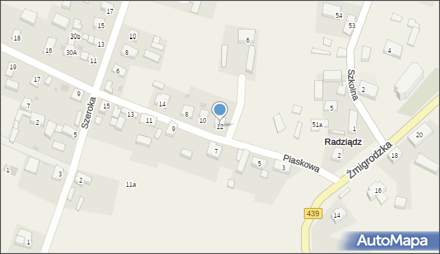 Radziądz, Piaskowa, 12, mapa Radziądz