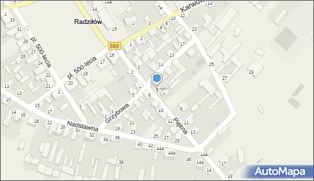 Radziłów, Piękna, 5, mapa Radziłów