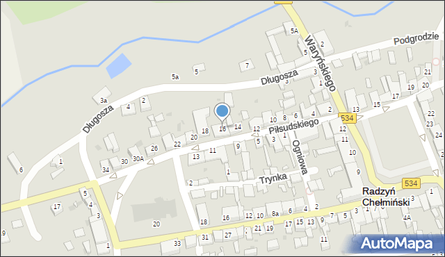 Radzyń Chełmiński, Piłsudskiego Józefa, marsz., 16, mapa Radzyń Chełmiński