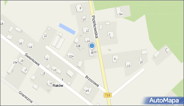 Raków, Piotrkowska, 16, mapa Raków