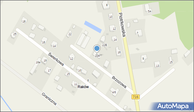 Raków, Piotrkowska, 22A, mapa Raków