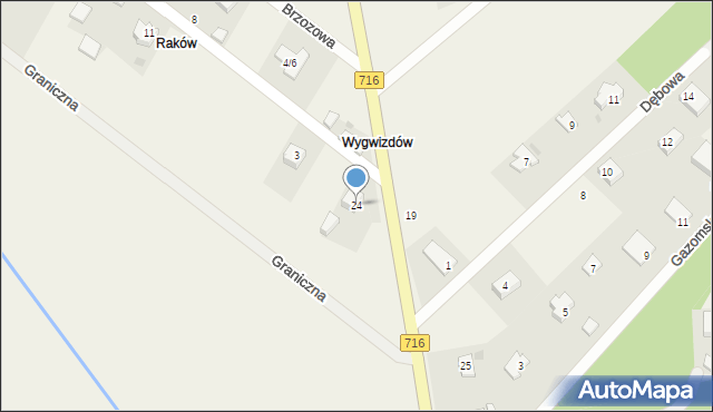 Raków, Piotrkowska, 24, mapa Raków