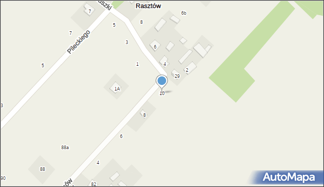 Rasztów, Pięknych Lasów, 10, mapa Rasztów