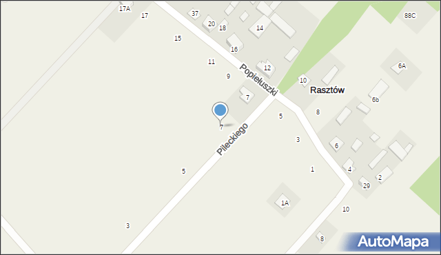 Rasztów, Pileckiego Witolda, rtm., 7, mapa Rasztów