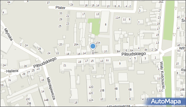 Rawicz, Piłsudskiego Józefa, marsz., 12, mapa Rawicz