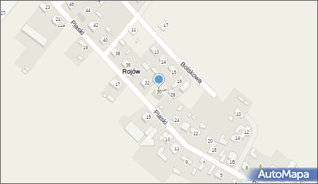 Rojów, Piaski, 30, mapa Rojów