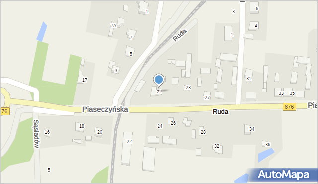 Ruda, Piaseczyńska, 21, mapa Ruda